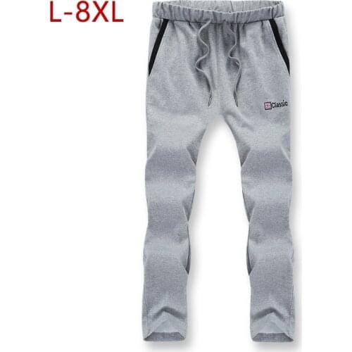 Big Size 8XL 2019 New Fashion Casual Tracksuit Bottoms Mens 95%Cotton Pants Sweatpants Mens Striped Classic Breathable Trousers
