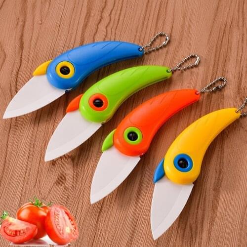 New Arrival 4 Colors Fruit knife Mini Bird Ceramic Knife Pocket Folding Knives Kitchen Paring Knife With Colourful ABS Handle