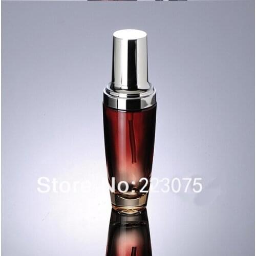 Wholesale 30ml red glass lotion bottle with silver pump for Cosmetic Packaging Dispenser for Skin Care, Travel, 50pcs/lot