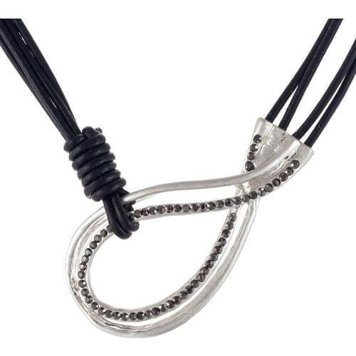 Summer Jewelry Women Grey Black Leather Chokers Necklace with Pendant Necklaces & Pendants collares mujer colar choker