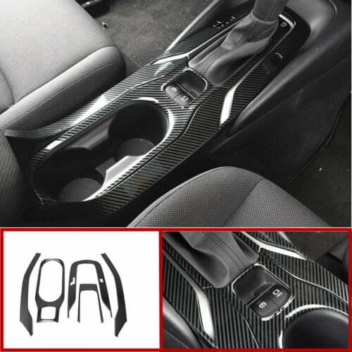 Carbon fiber look Gear Shift Panel Water Cup Holder trim For Toyota Corolla 2020 car accessories