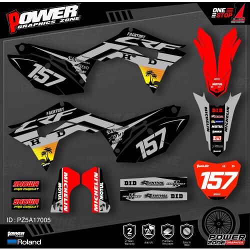 PowerZone Custom Team Graphics Backgrounds Decals Stickers Kit For HONDA 2018 2019 2020 CRF250R 2017 2018 2019 2020 CRF450 005