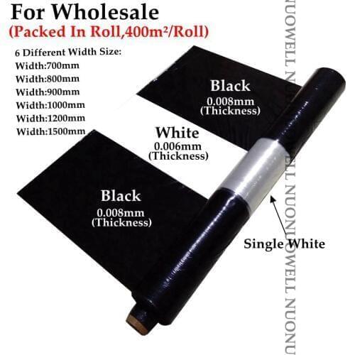 Wholesale 400m²/Roll Black And White Mulching Film Agriculture Plastic Film Plants Covers Grow Film Pest Weed Control Keep Warm