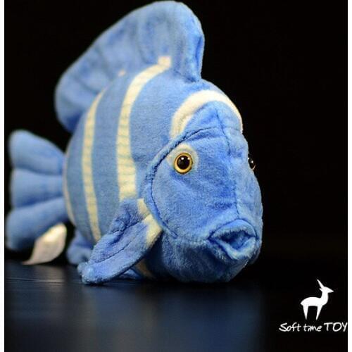 Plush Animal Toy Baby Gift Soft Tropical Fish Atlantic Cute Blue Hanging Doll Real Life Blue Fishtail Dolls