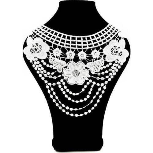 Luxury White Black 3d Embroidered Applique Lace Dress Collar Floral Guipure Lace And Embellishments For Sewing Trimmings Decor