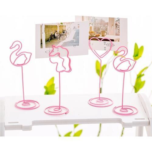Pink Girl Cute Heart-shaped Clip Photo Folder Flamingo Simple Office Desktop Message Note Clip Decoration