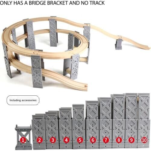 Gray circular double-layer elevated railway bridge, bridge bracket suitable for Brio wooden trains, childrens educational toys