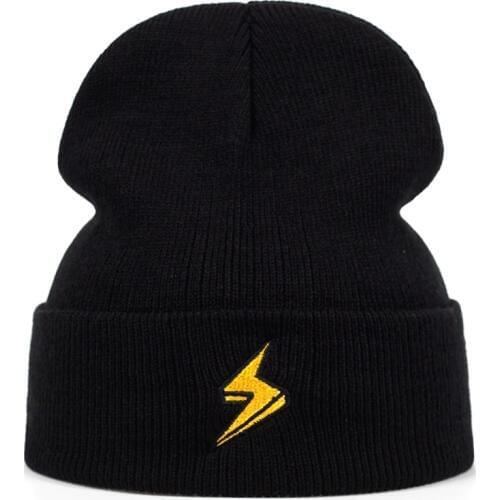 2019 new Version of lightning embroidery wool hat fashion outdoor windproof warm hat Couple wild caps outdoor sports leisure cap