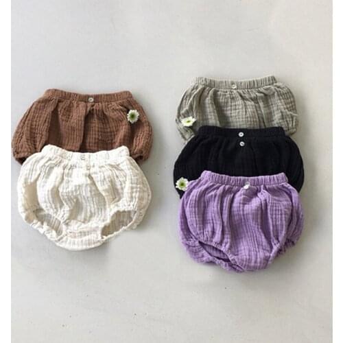 Simple Fashion Double Button Boy Girl Shorts Summer Solid Color Bread Lantern Pumpkin Shape Baby Pants Newborn Diaper Cover