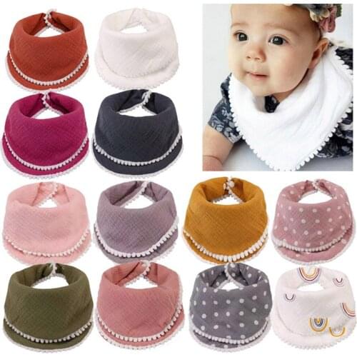 Newborn Baby Bibs Cotton Tassel Saliva Feeding Towel Double Layer Triangle Scarf Bandana Bib Boys Girls Slabber Absorbent