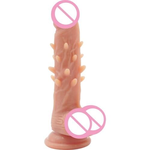 Spike Clit Massager Cover Realistic Dildo Silicone Barb Penis with Suction Cup for Women Big Dick Masturbation Lesbain Sex Toy