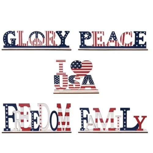 American Independence Day Letter Ornaments Creative DIY Wooden Letter Tabletop Ornaments For Home Decoration Party Furnishings