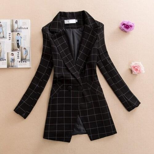High Quality Vintage Plaid Blazers Women Fashion Notched Collar Blazer Long Sleeve Elegant Jacket Ladies Casual Suits Coat P341