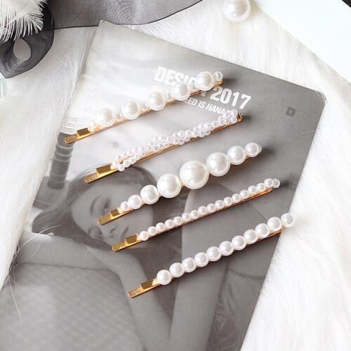 1 Set Pearl Hairpins Fashion Sweet Pearl Hair Clip for Women Headwear Girls Barrettes Hair Stick Hair Pins Hair Accessories