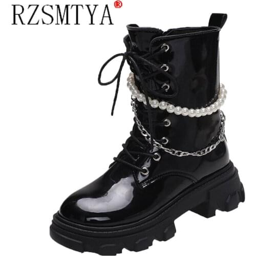 Womens High Heel Boots Sliver Chain Decor Buckle Ladies Boot Platform Black Fashaion Ankle Booties for Women Winter Shoes