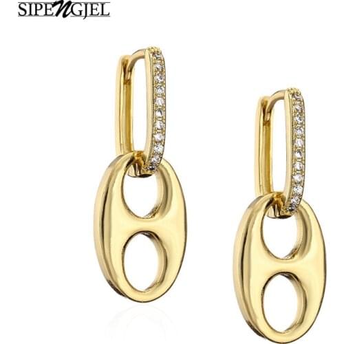 SIPENGJEL Fashion Metal Personality Geometric Hoop Earrings Unique Design Nose Drop Earrings For Women Party Jewelry Gift 2021