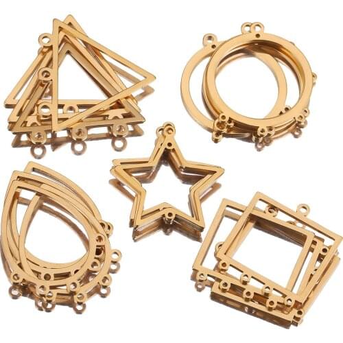 10pcs Lot Gold Stainless Steel Geometry Earrings Making Supplies Bezel Earring Charms Connectors for Diy Jewelry Findings Bulk