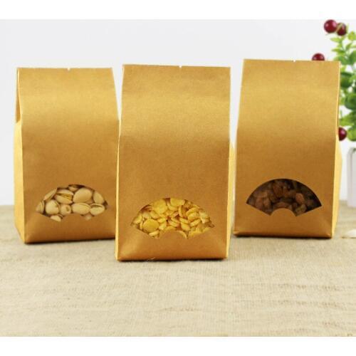 100pcs Thick kraft paper organ bag open top pocket tea dried fruit food packaging bags