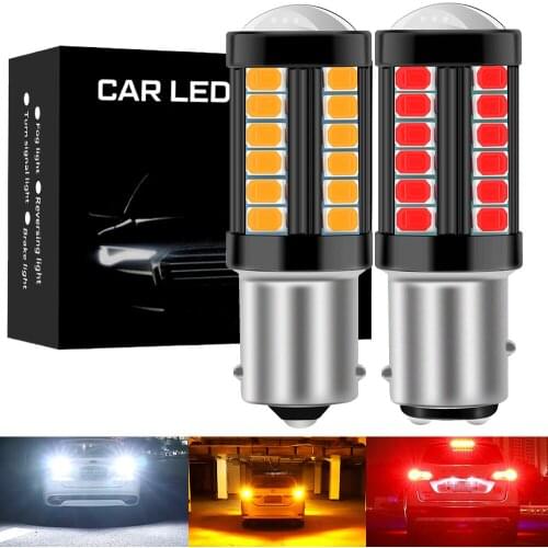 2Pcs P21W LED 1156 BA15S BAY15D LED Bulb W21/5W P21/5W R5W P27/7W Car Lights 6500K White Brake Light Reverse Lamp DRL Red Amber