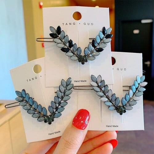 Mori Leaf Hairpin Girl Clip Leaf Headdress Simple Back Head Word Clip Bangs Frog Buckle Hair Accessories for Women