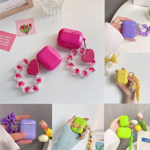 3D Acrylic Bracelet Hard Plastic Case for Airpods 1 2 Pro 3 Fluorescent Color Wireless Bluetooth Headset Cover Gift
