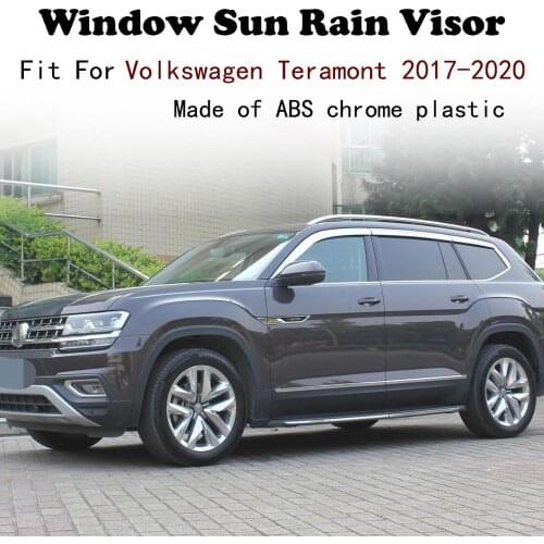ABS Chrome plastic Window Visor Vent Shades Sun Rain Guard car accessories For Volkswagen Teramont 2017~2020
