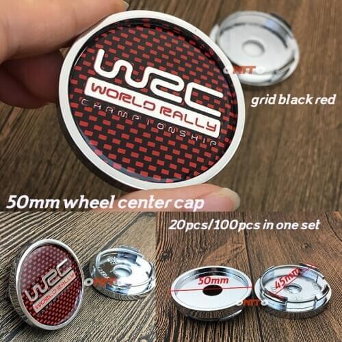 Accessory 50mm 5cm Car emblem 20PCS 100PCS WRC logo label Wheel Center Cap Rim Covers Wheel hubcap Dust-proof Grid black red