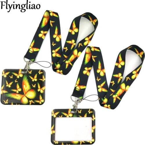 Butterfly Monarch Key lanyard Car KeyChain ID Card Pass Gym Mobile Phone Badge Kids Key Ring Holder Jewelry Decorations