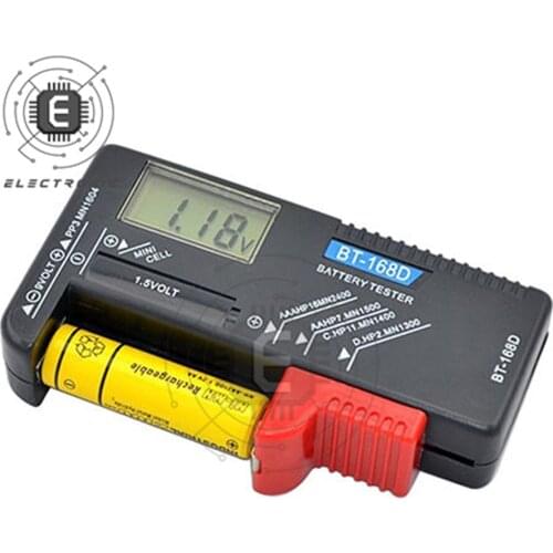 BT-168D Universal Button Multiple Size Battery Tester For AA/AAA/C/D/9V/1.5V LCD Display Digital Battery Tester Volt Checker