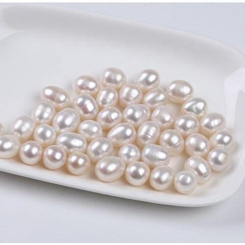 Wholesale 9.5-10.5mm Natural Freshwater White Rice Loose Pearls Beads No Hole For DIY Jewelry Accessories