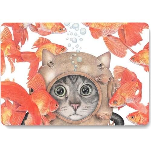 Cat Goldfish Pattern Laptop Case for Apple Macbook 12 Inch A1534 Protective Shell Air 2018/2019/202020 Pro 13 15 Inch Back Cover