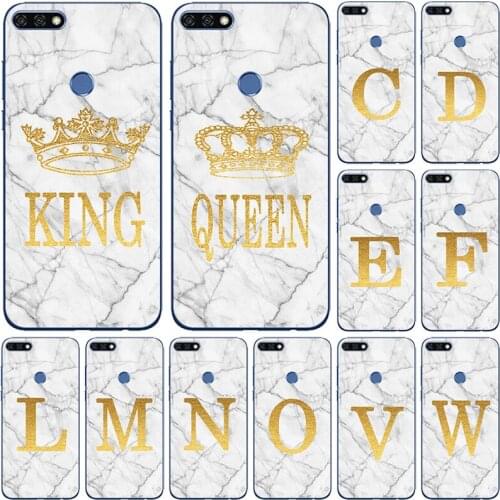 Phone case for Huawei Y5 Y6 Y7 Y9 Prime 2018 Y5 Lite 2018 Marble Golden English Letter Fashion Name Back Cover Shell Fundas