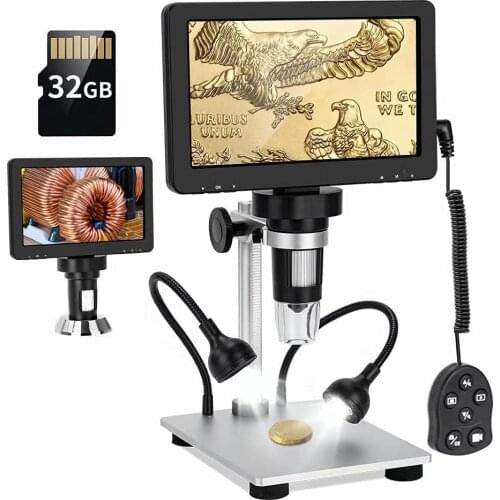 7 inch LCD Digital Microscope 50-1200X Maginfication 1080P USB Video Microscope Camera with Wired Remote for Circuit Board PCB