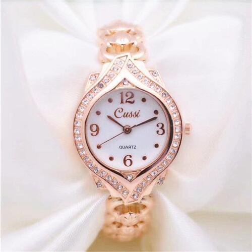 CUSSI 2018 New Luxury Diamond Womens Bracelet Watches Ladies Dress Watch Clock Quartz Wristwatches relogio feminino Rose Gold