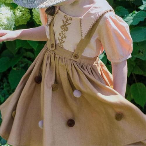 Kids Shirts 2021 New Summer APO Brand Girls Cute Embroidery Short Sleeve Blouses Baby Toddler Fashion Tops Outwear Clothes