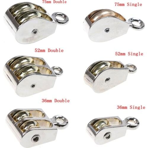 DIY Mini Metal Sheave Zinc Alloy Fixed Pulley Crown Block And Tackle Lifting Wheel Single/Double Pulley 36/52/75mm