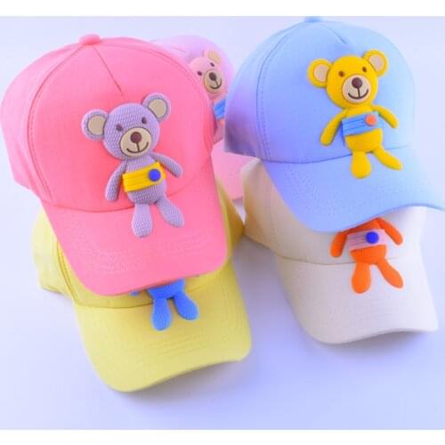 Doitbest Children Baseball Cap summer Hip Hop Bear pendant solid kids sun Hats Boys Girls Caps child snapback Hat gorras