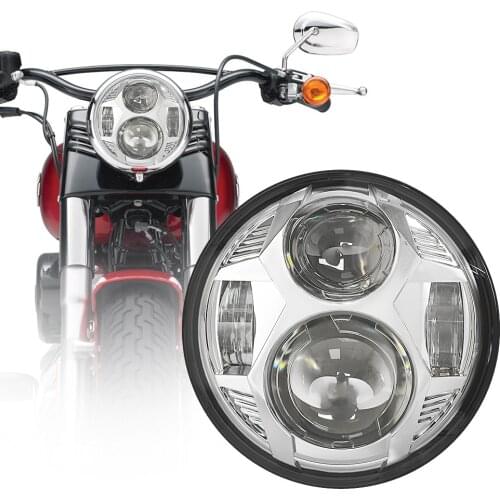51W Red 5.75 Inch LED Motorcycle Projector Headlight DRL Hi/Lo Beam for Harley Davidson Dyna Super Glide Custom TRIUMPH Headlamp