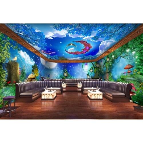 Customized light luxury night fantasy forest, living room, bedroom, dining room, whole house decoration background wall paper