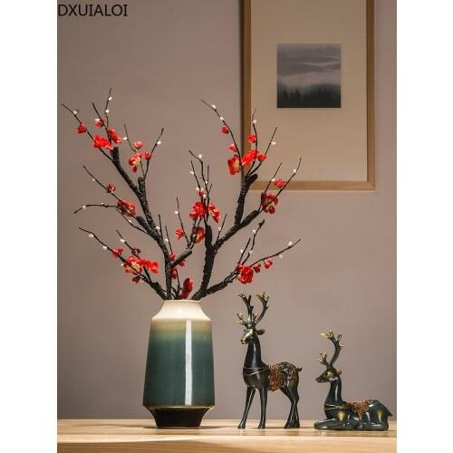 Ceramic vase Chinese style modern minimalist living room porch dried flower flower arrangement decoration ornaments DXUIALOI