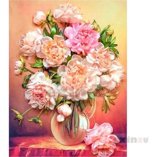 Kexinzu Full 5D DIY Square/Round Drill Diamond Painting "Flower" 3d Diamond Embroidery Mosaic Cross Stitch Decor Gift K63
