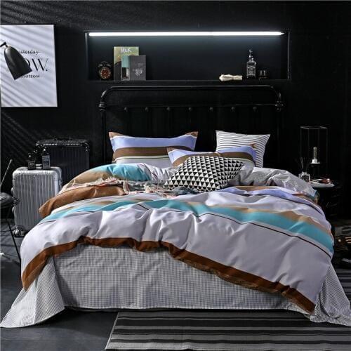 BEST.WENSD 3/4pcs Cotton bedroom bedding set Winter stripe bed cover set +pillowcase +sheet Home Textiles full twin bedding set