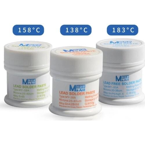 Ma Ant Professional 158 183 Degree Lead Free Leaded Middle Layer Special Solder Paste for iPhone X XS Max Medium Low Temperature