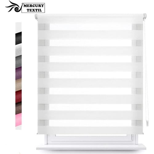 MERCURY TEXTIL Estor Enrollable de Doble Capa, Noche y Día, translúcido y oscurecido. Control de luz puro o de privacidad