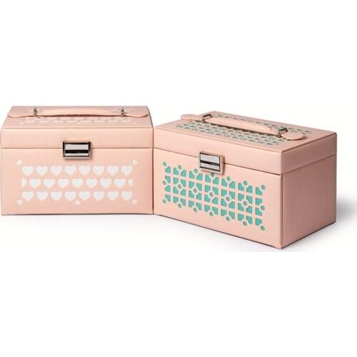 Mini stud ring jewelry fashion storage box with logo Pu leather, with zipper white travel portable caja de joyas