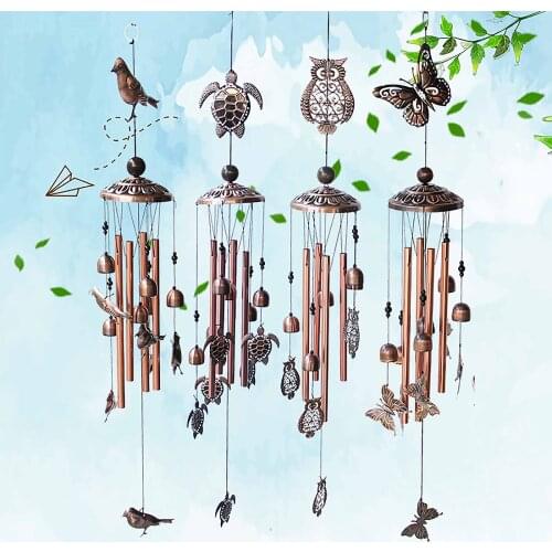 1pcs Fashion Outdoor Garden Porch Home Decoration Wind Bell Creative Handmade Butterfly Metal Glass Painting Wind Chimes Decor