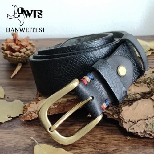 [DWTS]Genuine Leather Belt Men Luxury Strap Male Men Belt New Fashion Wild Pin Buckle Embossing Decorative Pattern High Quality