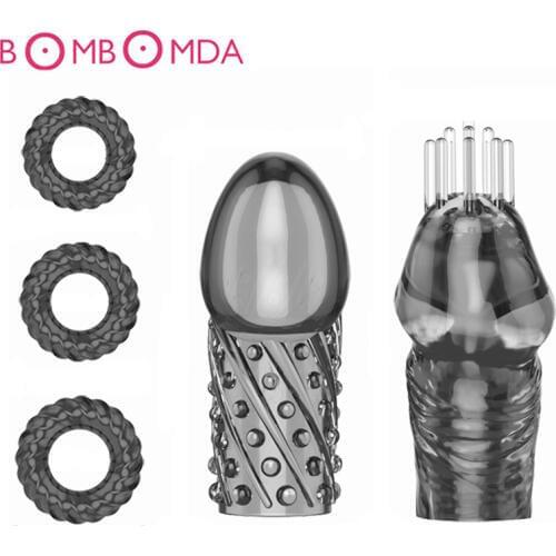 Male Glans Exerciser Penis Head Massage with Penis Ring Delay Ejaculation Cock Sleeve Lasting Trainer Ring Adult Sex Toy For Men