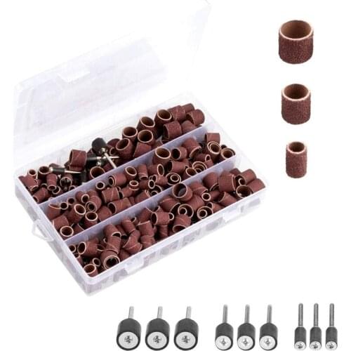 338 Pcs Sanding Drum Kit, Including 329 Pcs Sanding Belts And 9 Pcs Drum 1/2 Inch, 3/8 Inch, 1/4 Inch Mandrel For Dremel