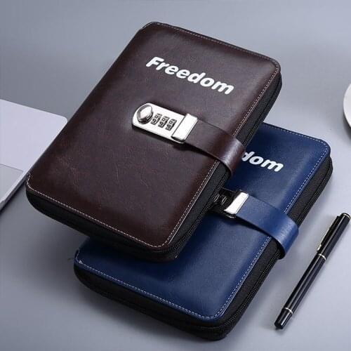 PU Leather Cover Diary Notebook With Lock Journal Notepad With Code Lock Secret Book European Luxury password Card Notebook Diy